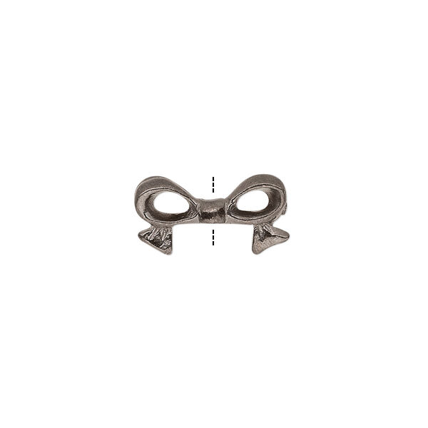 Bead, gunmetal-plated pewter (tin-based alloy), 16x9mm bow, fits 8mm cube. Sold per pkg of 4. image number 0
