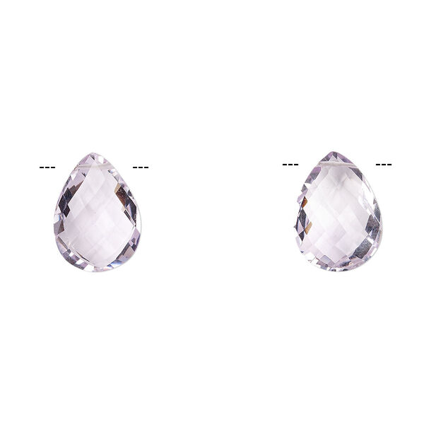 Bead, lavender amethyst (natural), 18x13mm hand-cut top-drilled faceted puffed teardrop, A- grade, Mohs hardness 7. Sold per pkg of 2 beads. image number 0