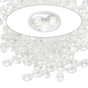 Seed bead, Preciosa Twin™ Czech glass, pkg/50g, 5x2.5mm oval, transparent lagoon clear, (20204).