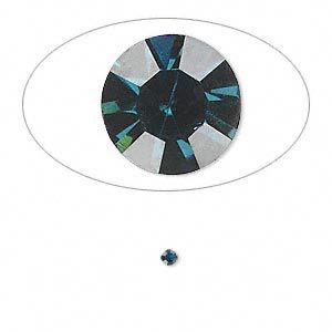 Chaton, glass rhinestone, Capri blue, foil back, 2.0-2.1mm faceted round, PP14. Sold per pkg of 72.
