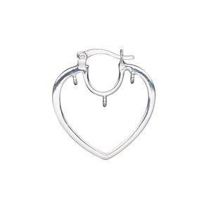 Earring hoop 1pkg2 sterling silver, 23mm heart / latch-back / 3 closed loop, 18 gauge 1 pair