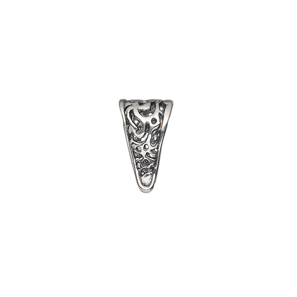Bail, ice-pick, antique silver-plated brass, 14x8mm fancy triangle, 9mm grip length. Sold individually. image number 0