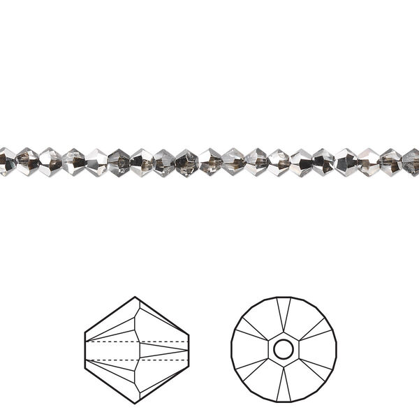 Bead 48pk crystal silver night, Crystal Passions® 3mm bicone 5328 image number 0