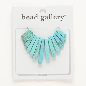Focal, "turquoise" (resin) (imitation), blue, 13x4mm-30x6mm fan. Sold per pkg of 13.