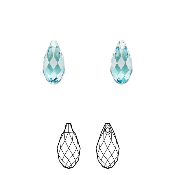 Briolette 2pk light turquoise, Crystal Passions® 11x5.5mm pendant drop 6010 image number 0