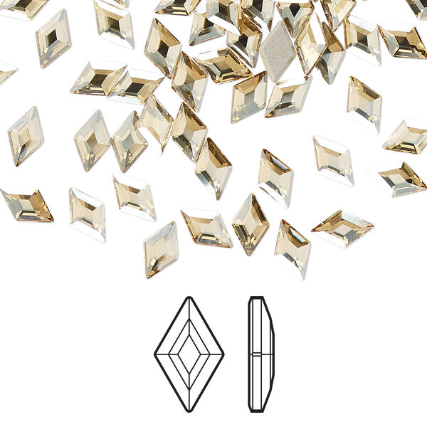 Flat back 24pk crystal golden shadow foil back, Crystal Passions® 6.6x3.9mm diamond 2773 image number 0