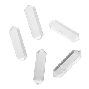 Quartz crystal 1pkg5, hand-cut double-terminated undrilled point drop natural 23x4mm-28x7mm