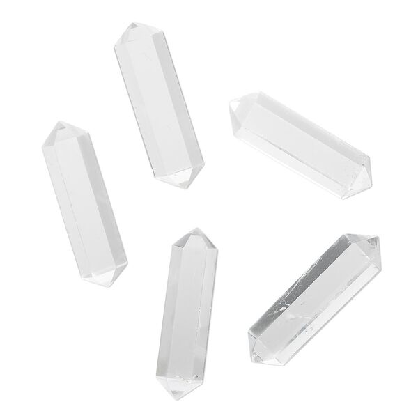 Quartz crystal 1pkg5, hand-cut double-terminated undrilled point drop natural 23x4mm-28x7mm image number 0