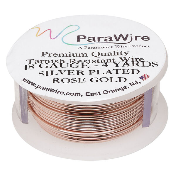 Wire, ParaWire™, rose gold-finished copper, round, 18 gauge. Sold per 4-yard spool. image number 0