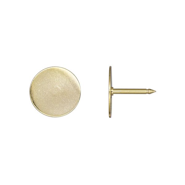 Tie tac back, gold-finished brass, 12mm flat round pad. Sold per pkg of 100. image number 0