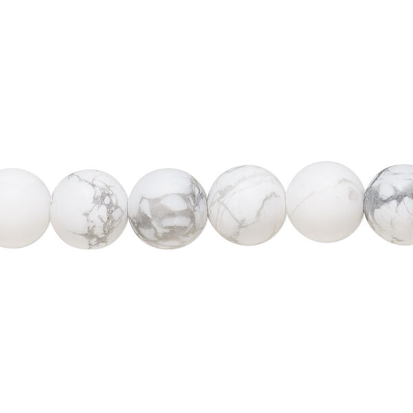 Howlite 1pkg1, matte round bead natural B grade, 8 inch 8mm image number 0