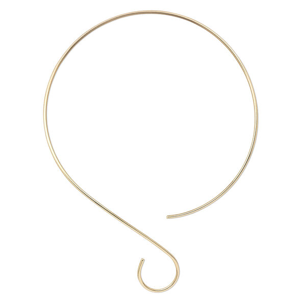Neckwire, gold-plated brass, 2mm round with smooth curve, 15 inches. Sold individually. image number 0