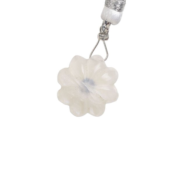 Rainbow moonstone / iolite 1pkg1, top-drilled hand-cut 1sided carved flower bead natural, 16mm image number 1