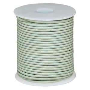 Cord, leather (dyed), sky blue, 2-2.2mm round. Sold per 25-yard spool.