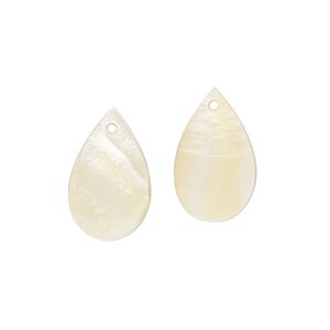 Drop, gold lip shell (natural), 18x11mm hand-cut top-drilled teardrop, Mohs hardness 3-1/2. Sold per pkg of 2.