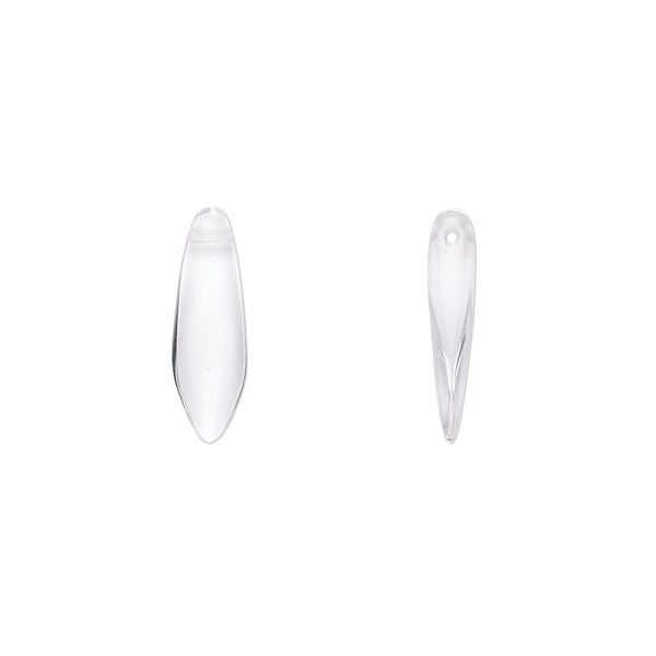 Bead, Czech pressed glass, clear, 15.5x5mm top-drilled dagger. Sold per 15-1/2" to 16" strand, approximately 135-150 beads. image number 0