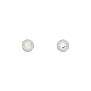 Bead, sterling silver, 6mm stardust round. Sold per pkg of 2.