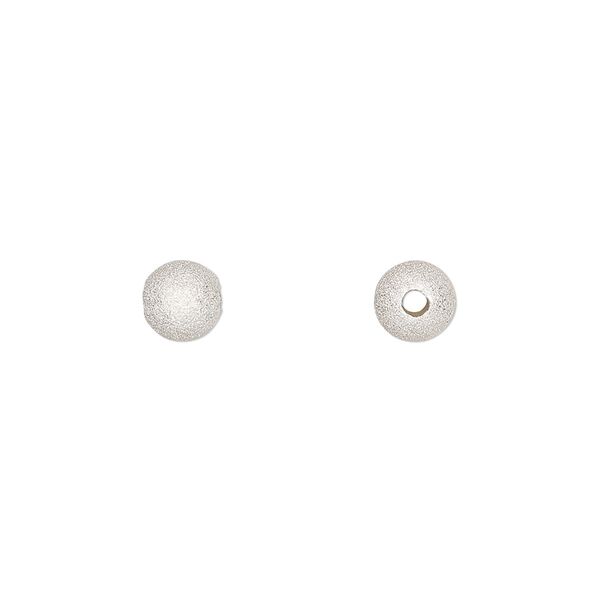 Bead, sterling silver, 6mm stardust round. Sold per pkg of 2. image number 0