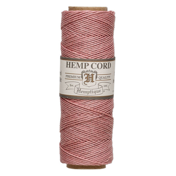 Cord, Hemptique®, polished hemp, dusty pink, 0.5mm, 10-pound test. Sold per 205-foot spool. image number 0
