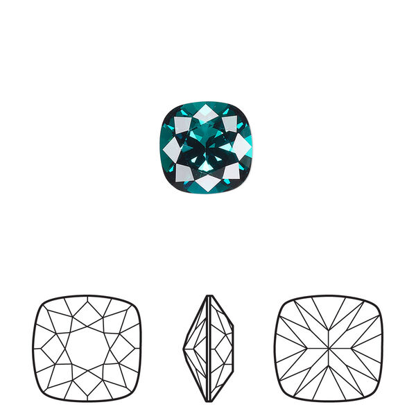 Fancy stone 2pk emerald foil back, Crystal Passions® 10mm cushion 4470 image number 0