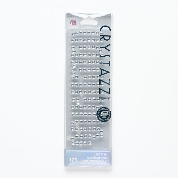 Flat back 1pkg125, glass, clear foil back, 3.8-4.0mm hotfix faceted round, SS16. image number 0