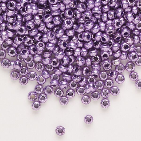 Seed bead, Preciosa Ornela, glass, opaque terra dyed metallic violet, #8 rocaille. Sold per 500-gram pkg. image number 0