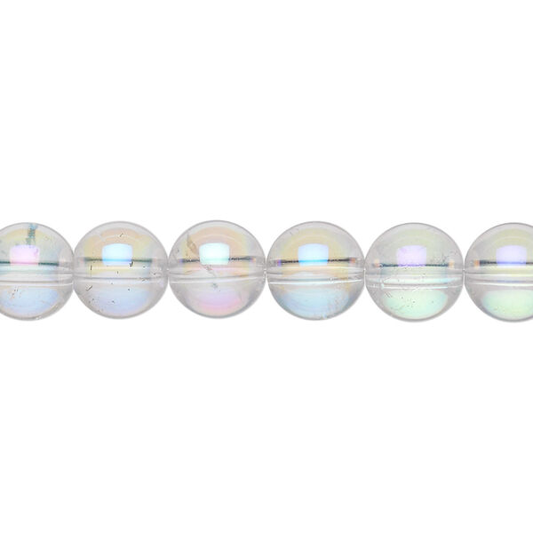 Bead, quartz crystal (coated), AB, 8mm round, B grade, Mohs hardness 7. Sold per 15-1/2" to 16" strand. image number 0