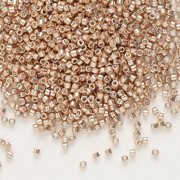 Seed bead, Delica®, glass, pkg/250g, #11 round, opaque galvanized apricot gold (DB-0411). image number 0