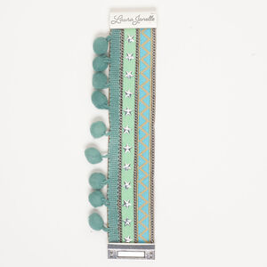 Bracelet, cuff 1pkg1 faux suede / antique silver-finished brass and steel, multicolored, 35mm width with star, 6-1/2 inches with magnetic clasp.