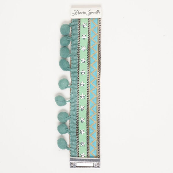 Bracelet, cuff 1pkg1 faux suede / antique silver-finished brass and steel, multicolored, 35mm width with star, 6-1/2 inches with magnetic clasp. image number 0