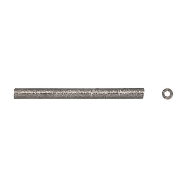 Bead, gunmetal-plated copper, 30x2.5mm textured round tube. Sold per pkg of 4. image number 0