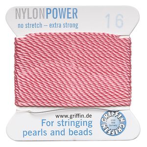 Thread, Griffin, nylon, dark pink, size #16. Sold per 2-meter card (approximately 78 inches).