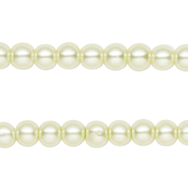 Bead, glass pearl, pale yellow, 6mm round. Sold per pkg of (2) 15-inch strands, approximately 140 beads. image number 0