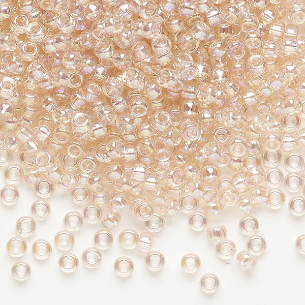 Seed bead, Miyuki, glass, pkg/250g, #8 rocaille, translucent rainbow pink mist (RR-292). image number 0