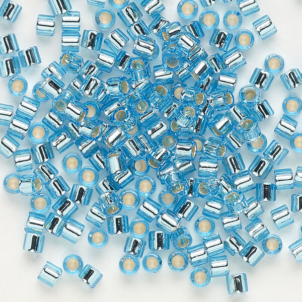 Seed bead, Delica®, glass, pkg/7.5g, #8 round, transparent silver-lined aqua (DBL-0044). image number 0