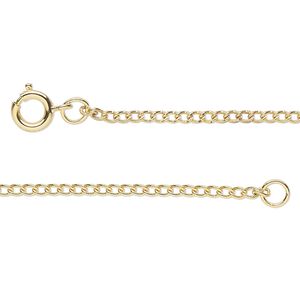 Chain, gold-finished steel, 1.9mm curb, 17 inches with springring clasp. Sold individually.