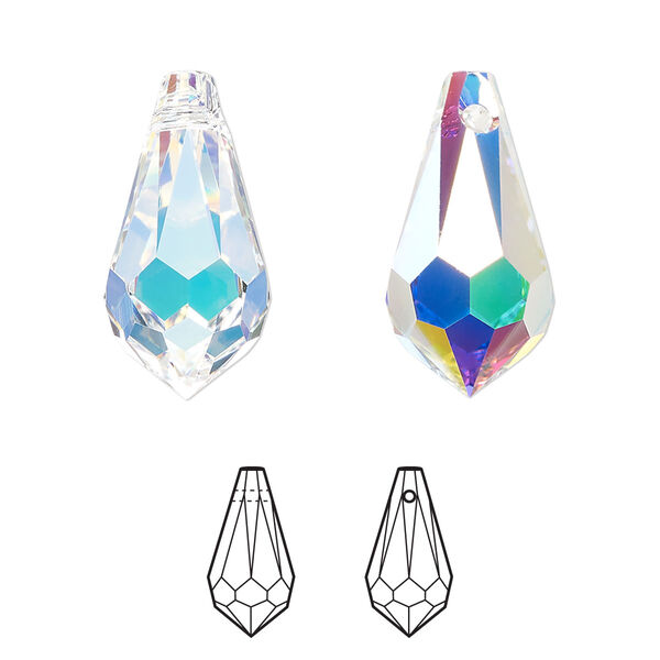 Drop 1pk crystal AB, Crystal Passions® 22x11mm pendant teardrop 6000 image number 0