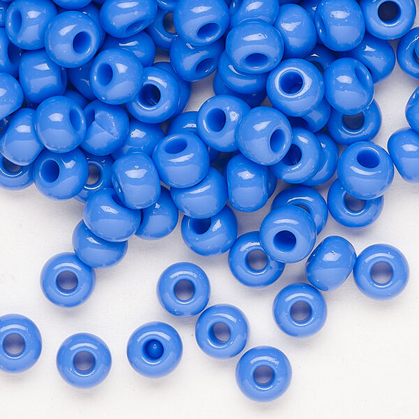 Seed bead, Preciosa Ornela, glass, opaque medium blue, #2 rocaille. Sold per 500-gram pkg. image number 0