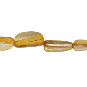 Mother-of-pearl shell 1pkg1, stick bead 15 inch gold 13x6mm-16x12mm