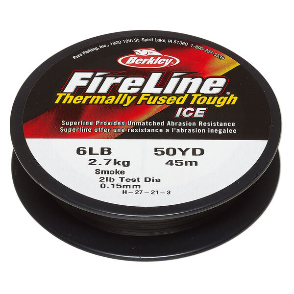 Thread, Berkley® FireLine®, high-modulus polyethylene, 8-fiber braid, smoke, 0.15mm diameter, 6-pound test. Sold per 50-yard spool. image number 0