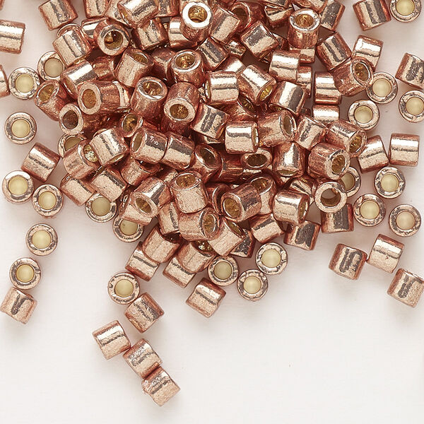 Seed bead, Delica®, glass, pkg/7.5g, #8 round, Duracoat® opaque galvanized champagne (DBL-1834). image number 0