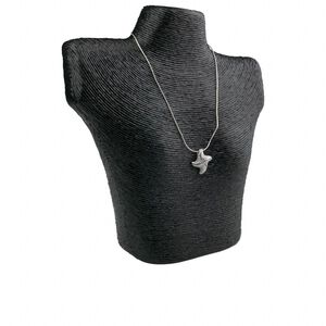 Display, necklace, paper twine, black, 11-1/2 x 10-1/2 x 3-3/4 inches. Sold individually.