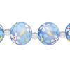 Bead, glass 1pkg8, multicolored, 14mm round with hand-painted flower. image number 0