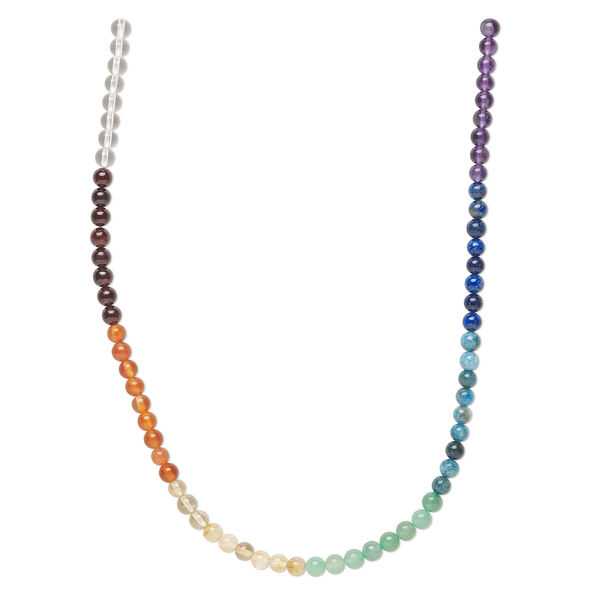 Bead, multi-gemstone (natural / dyed / heated), chakra, 6mm round, B- grade. Sold per 15-1/2" to 16" strand. image number 0