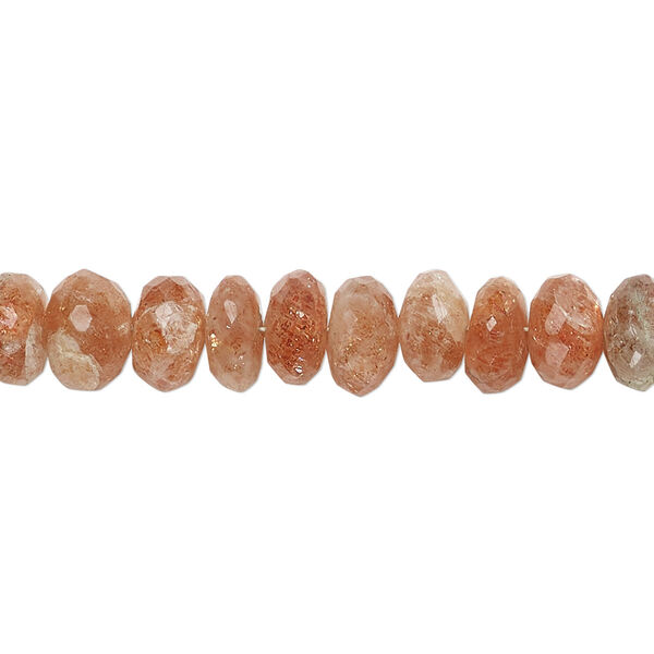 Bead, sunstone (natural), shaded, 7x4mm-8x5mm hand-cut rondelle, B+ grade, Mohs hardness 6 to 6-1/2. Sold per 8-inch strand, approximately 45 beads. image number 0
