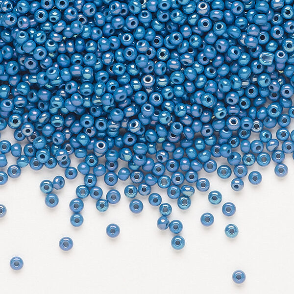 Seed bead, Preciosa Ornela Czech glass, pkg/50g, #11 rocaille, opaque rainbow patriot blue, (34220). image number 0