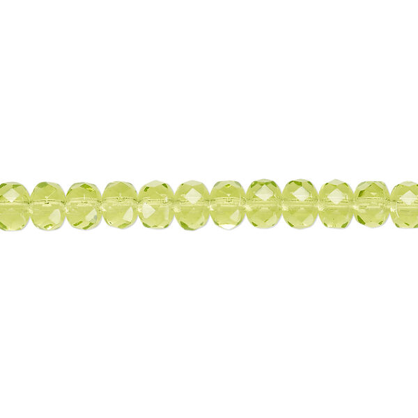 Bead, Czech fire-polished glass, olivine, 5x4mm faceted rondelle. Sold per pkg of 1,200 (1 mass). image number 0
