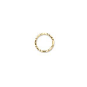 Jump ring, gold-plated brass, 10mm soldered round, 8mm inside diameter, 18 gauge. Sold per pkg of 100.