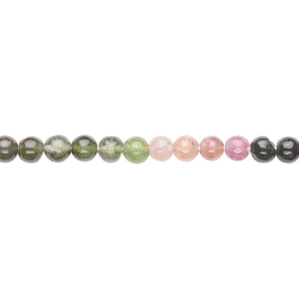 Bead, multi-tourmaline (natural), 4mm hand-cut round, B- grade, Mohs hardness 7 to 7-1/2. Sold per 15-1/2" to 16" strand. image number 0
