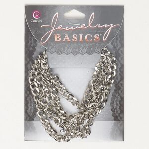 Chain 1pkg1 silver-finished steel, 5.7mm curb, 32 inches